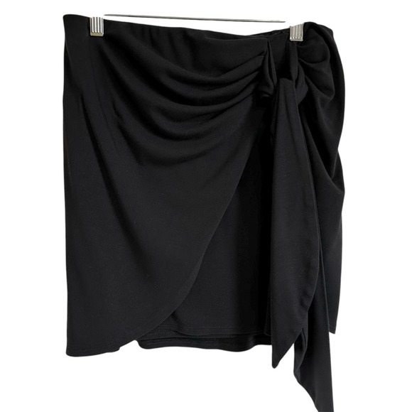 Lulus Black Mini Skirt Ruched Tie Detail Party Cocktail Size‎ L - Picture 1 of 7